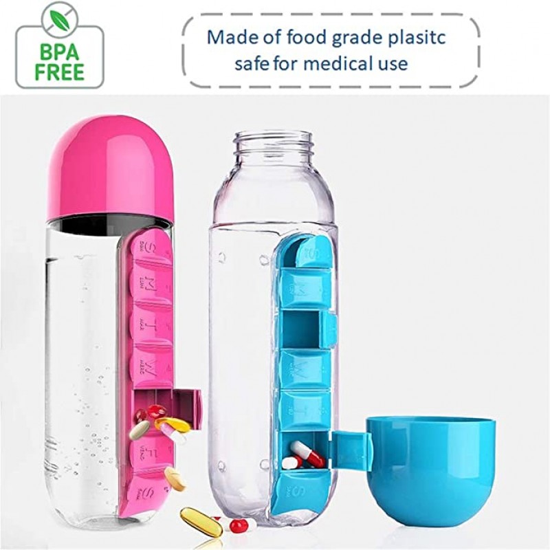 Combine Daily Pill & Vitamin Box Organizer with Water Bottle