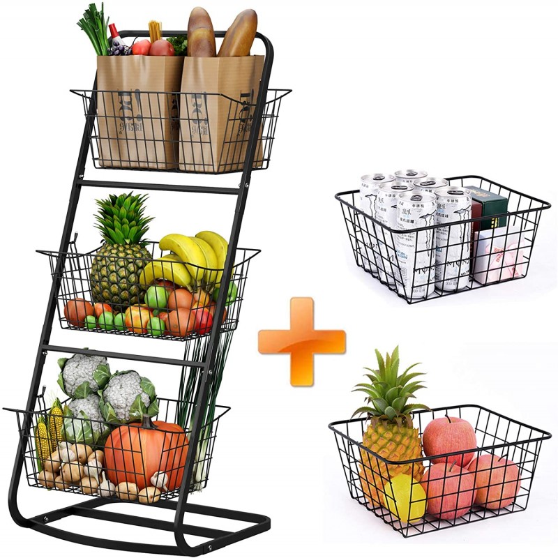 Buy 3 tier fruit vegetable baskets with removable baskets for kitchen ...